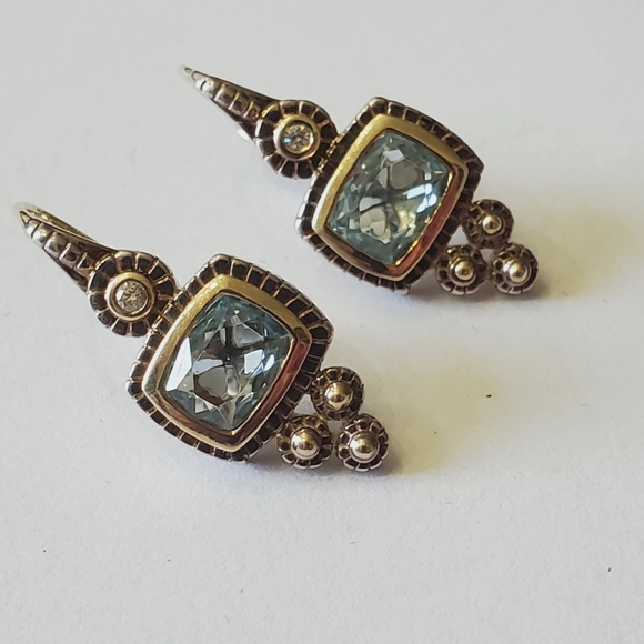 Stunning & Unique Judith Ripka Blue Topaz Earrings - Picture 2 of 7